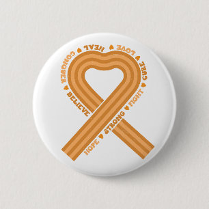 Leukaemia Awareness Orange Ribbon Support 2 Inch Round Button