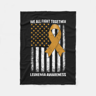 Leukaemia Awareness Orange Ribbon Usa Flag Warrior Fleece Blanket
