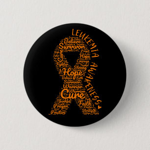 Leukaemia Awareness Orange Ribbon With Positive 2 Inch Round Button