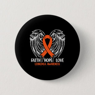 Leukaemia Awareness Orange Survivor Ribbon Men Wom 2 Inch Round Button