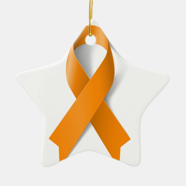 Leukaemia Awareness Ribbon Ceramic Ornament (Front)