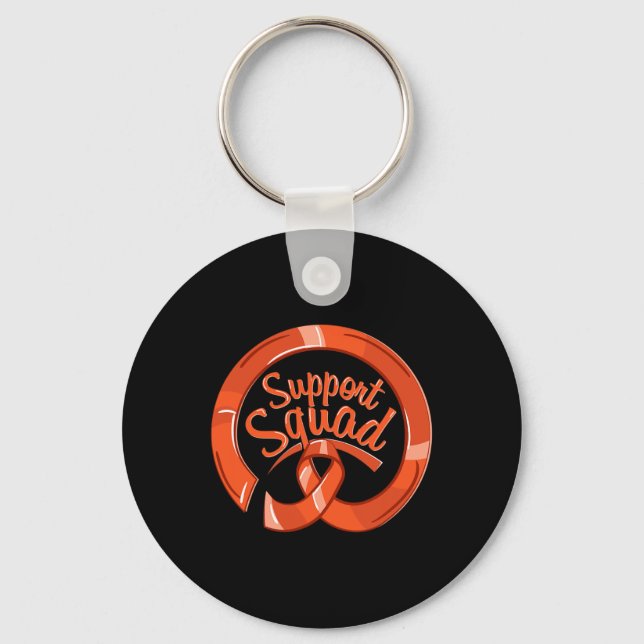 Leukaemia Awareness Ribbon Support Squad  Keychain (Front)