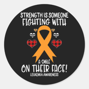 Leukaemia Awareness Strength Is Fighting With Smil Classic Round Sticker