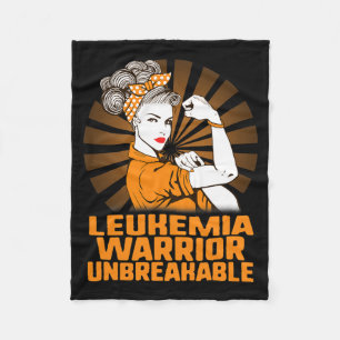 Leukaemia Awareness Strong Warrior Woman Orange Ri Fleece Blanket