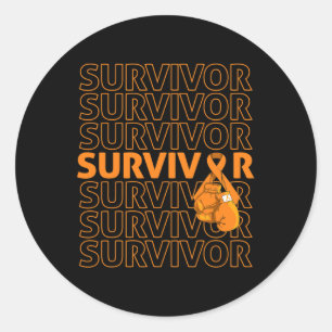 Leukaemia Awareness Survivor Orange Ribbon Boxing  Classic Round Sticker