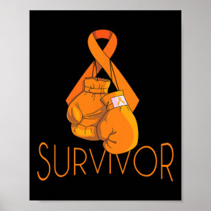 Leukaemia Awareness Survivor Orange Ribbon Boxing  Poster