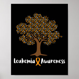 Leukaemia Awareness Tree Orange Ribbon Cancer Surv Poster