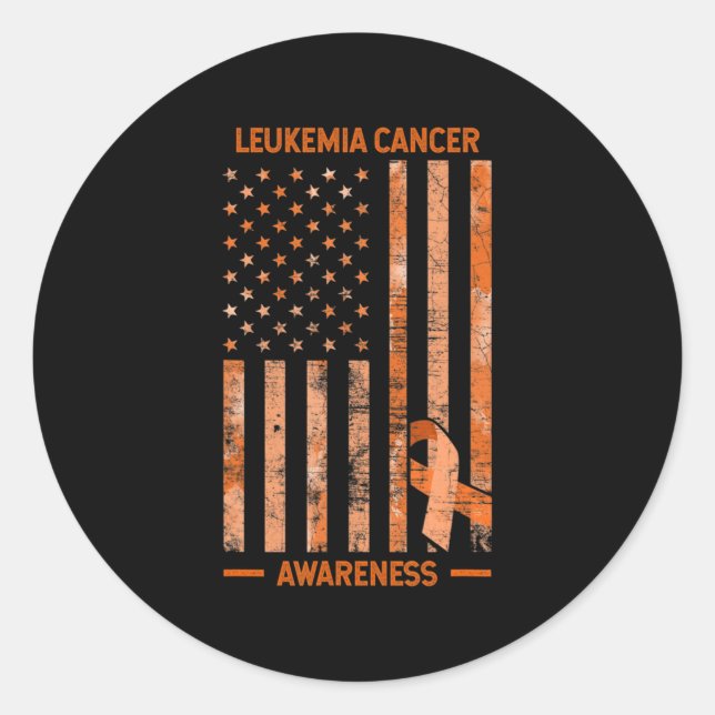 Leukaemia Awareness USA Flag Gift Leukaemia  Classic Round Sticker (Front)