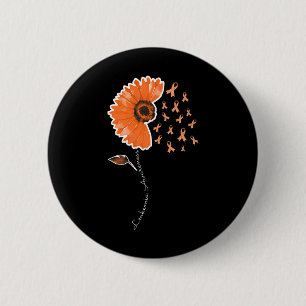 Leukaemia Awareness Warrior Orange Ribbon Sunflowe 2 Inch Round Button