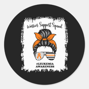 Leukaemia Awareness Warrior Support Squad Messy Bu Classic Round Sticker