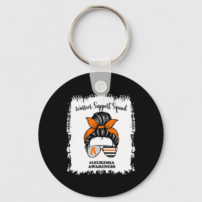 Leukaemia Awareness Warrior Support Squad Messy Bu Keychain (Front)