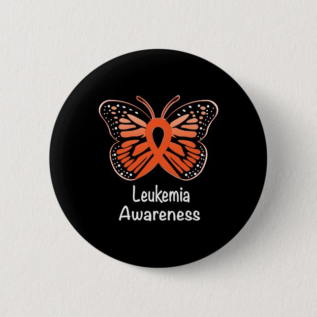 Leukaemia Awareness Warrior Support Survivor Orang 2 Inch Round Button (Front)