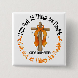 Leukaemia Awareness WITH GOD CROSS 2 Inch Square Button