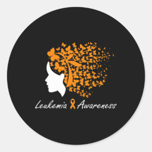 Leukaemia Awareness - Women Butterflies Hair Purpl Classic Round Sticker