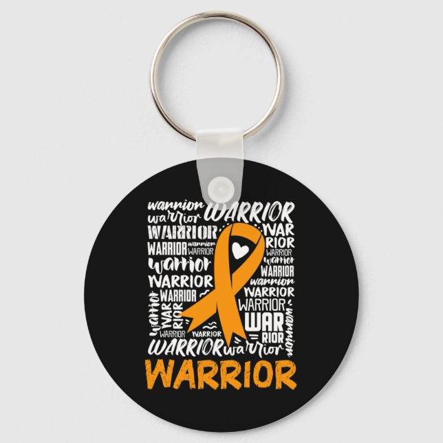 Leukaemia Blood Cancer Warrior Orange Ribbon Aware Keychain (Front)