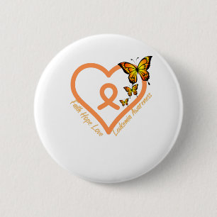 Leukaemia Cancer Awareness - Faith Hope  Love 2 Inch Round Button