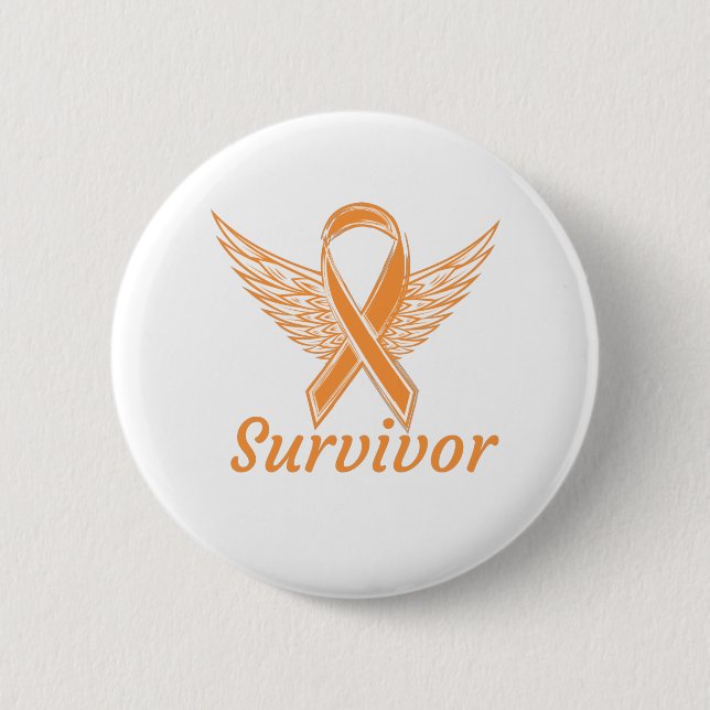 Leukaemia Cancer Awareness - Orange Angel Wings 2 Inch Round Button (Front)