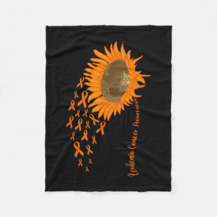 Leukaemia cancer awareness orange ribbon sunflower fleece blanket