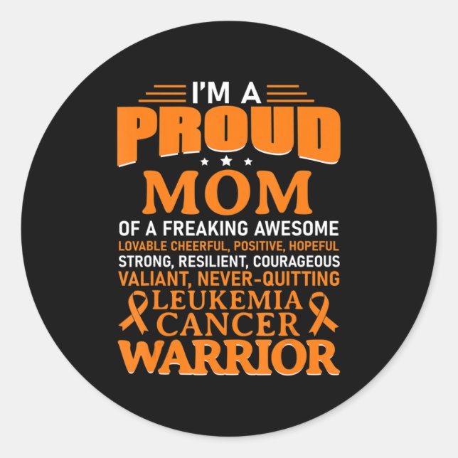 Leukaemia Cancer Awareness Survivor Orange Ribbon  Classic Round Sticker (Front)