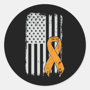 Leukaemia Cancer Awareness - Vintage US American F Classic Round Sticker