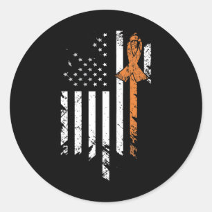 Leukaemia Cancer Awareness Vintage Us American Fla Classic Round Sticker