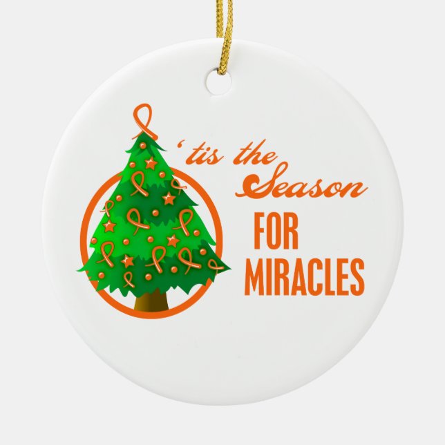 Leukaemia  Cancer Christmas Miracles Ceramic Ornament (Front)