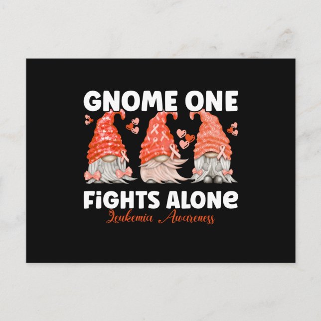 Leukaemia Cancer Orange Ribbon Gnome Postcard (Front)