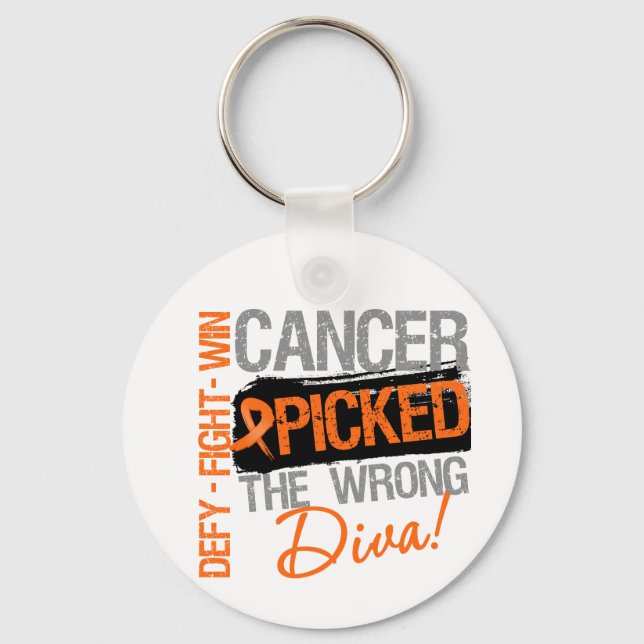 Leukaemia Cancer Picked The Wrong Diva Keychain (Front)