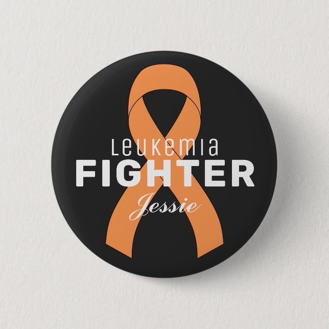 Leukaemia Cancer Ribbon Black Button (Front)