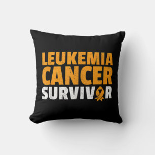 Leukaemia Cancer Survivor Orange Ribbon Awareness Throw Pillow