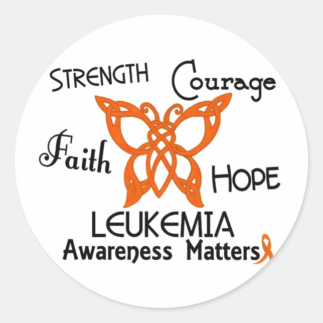 Leukaemia Celtic Butterfly 3 Classic Round Sticker (Front)