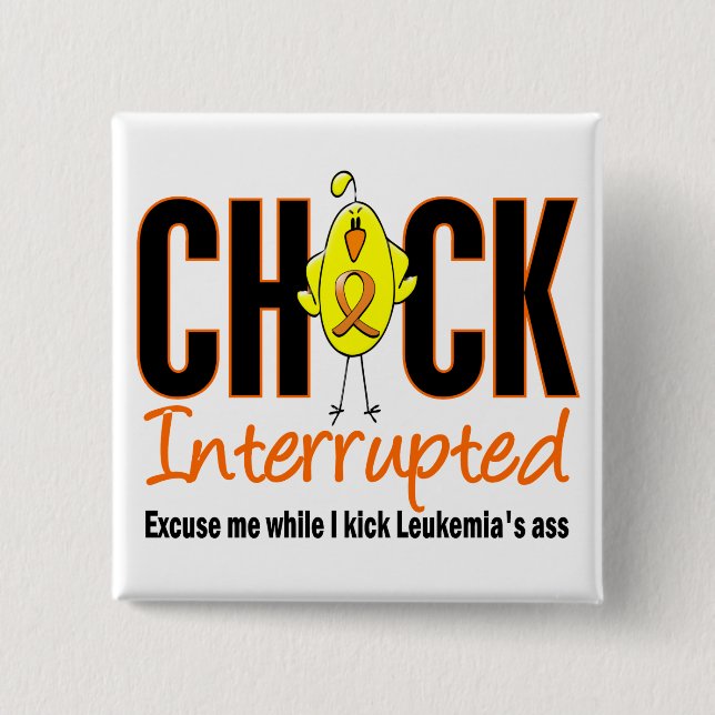 Leukaemia Chick Interrupted 2 Inch Square Button (Front)