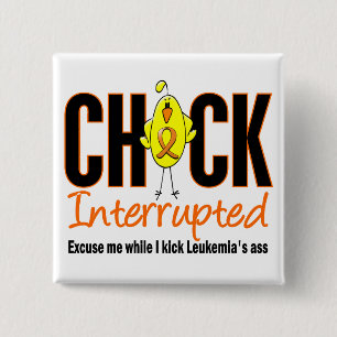 Leukaemia Chick Interrupted 2 Inch Square Button