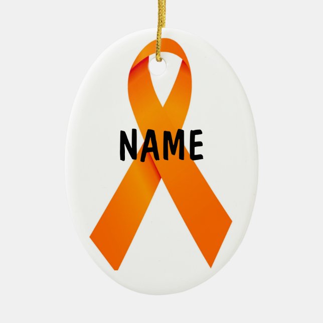 Leukaemia Christmas Ribbon Tree Ceramic Ornament (Front)