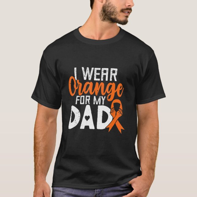 Leukaemia Dad Orange Ribbon Awareness Warrior Supp T-Shirt (Front)