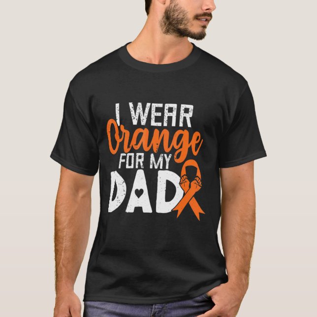 Leukaemia Dad Orange Ribbon Awareness Warrior Supp T-Shirt (Front)