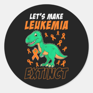 Leukaemia Dinosaur Orange Ribbon Hematologist Rept Classic Round Sticker