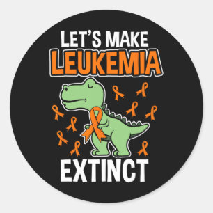 Leukaemia Dinosaur Orange Ribbon Hematologist Rept Classic Round Sticker