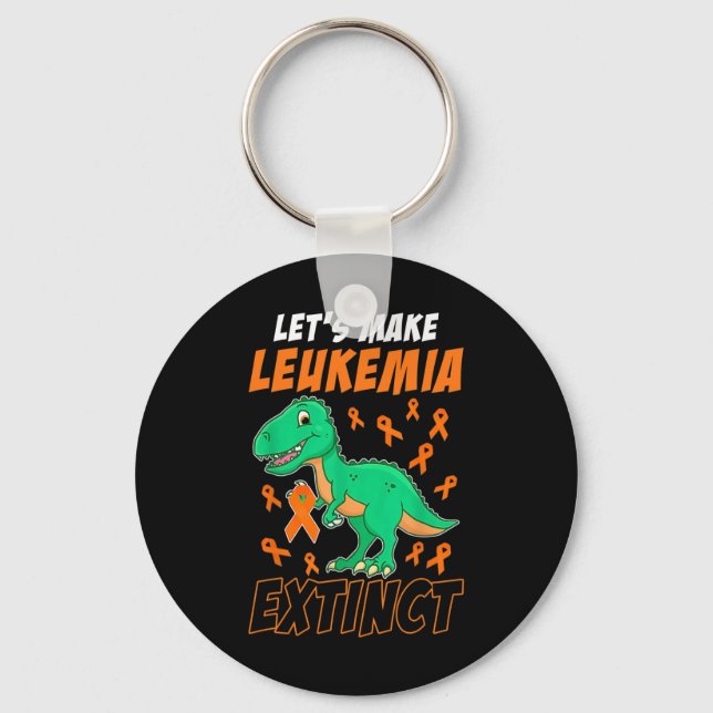 Leukaemia Dinosaur Orange Ribbon Hematologist Rept Keychain (Front)