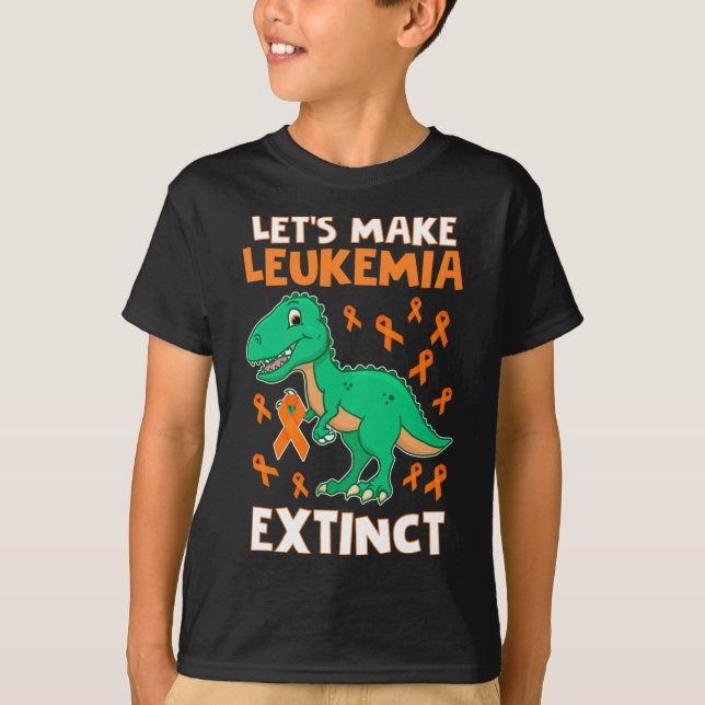 Leukaemia Dinosaur Orange Ribbon Hematologist Rept T-Shirt (Front)