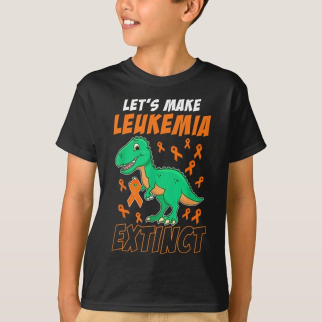 Leukaemia Dinosaur Orange Ribbon Hematologist Rept T-Shirt (Front)