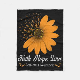 Leukaemia Faith Hope Love Orange Ribbon Blood Canc Fleece Blanket