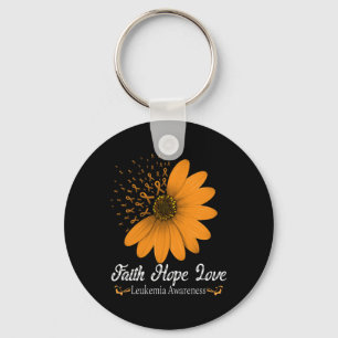 Leukaemia Faith Hope Love Orange Ribbon Blood Canc Keychain