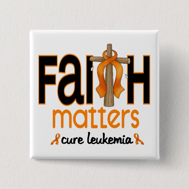 Leukaemia Faith Matters Cross 1 2 Inch Square Button (Front)