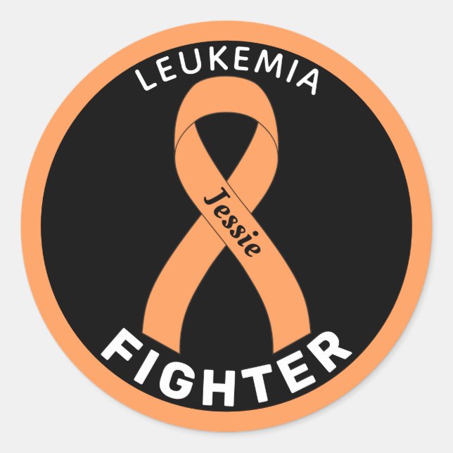 Leukaemia Fighter Ribbon Black Round Sticker (Front)