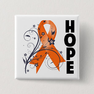 Leukaemia Floral Hope Ribbon 2 Inch Square Button