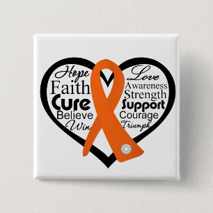 Leukaemia Heart Ribbon Collage 2 Inch Square Button