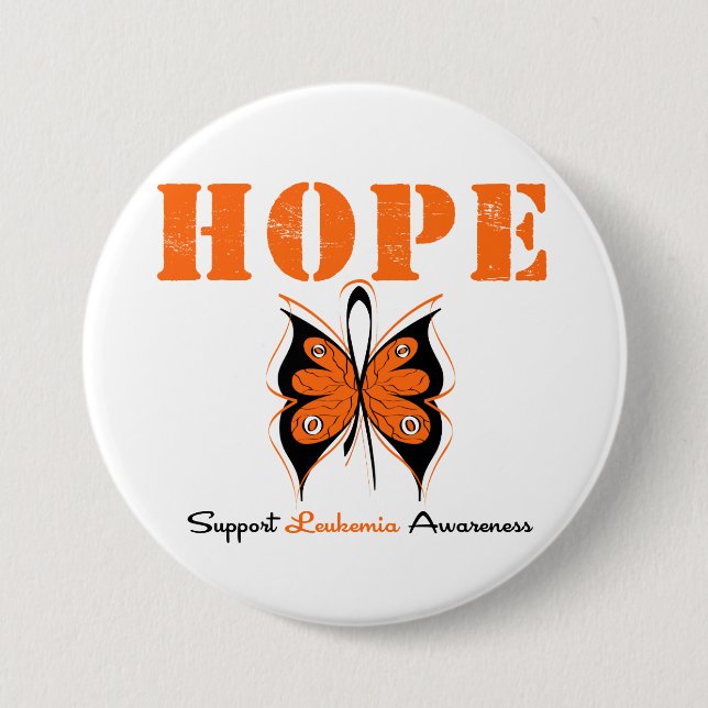 Leukaemia Hope Butterfly 3 Inch Round Button (Front)