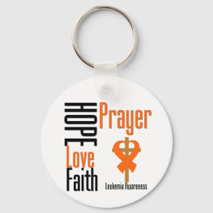 Leukaemia Hope Love Faith Prayer Cross Keychain