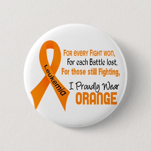 Leukaemia I Proudly Wear Orange 2 Inch Round Button (Front)